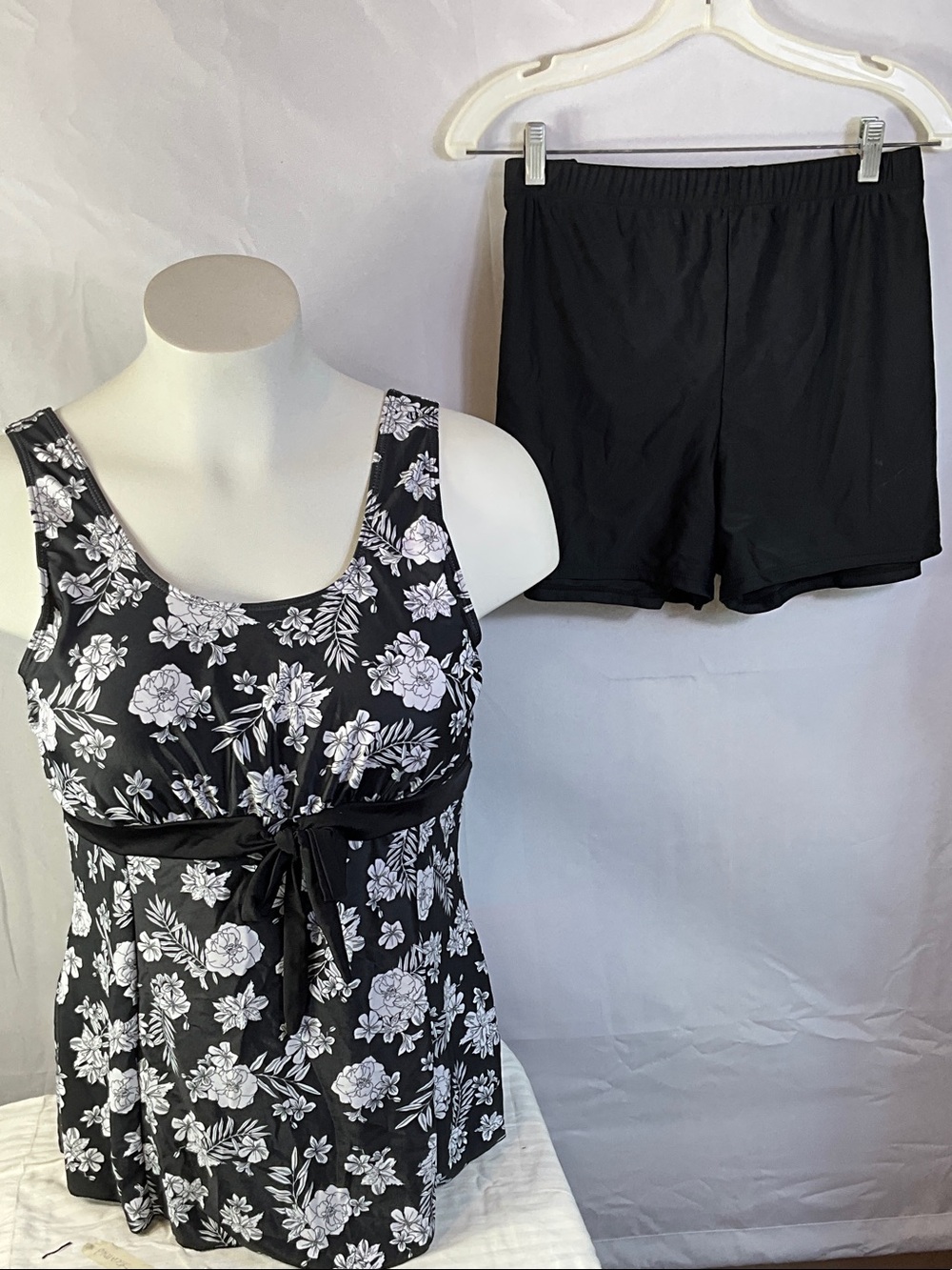 Ecupper Padded Sleeveless Two Piece Floral Tankini Top With Shorts Size 4X